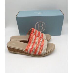 LifeStride Womens Breezy Orange Crochet Wedge Sandals Size 11 Wide NEW